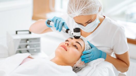 “Dermatologist examining patient and recommending medical grade skincare treatments”