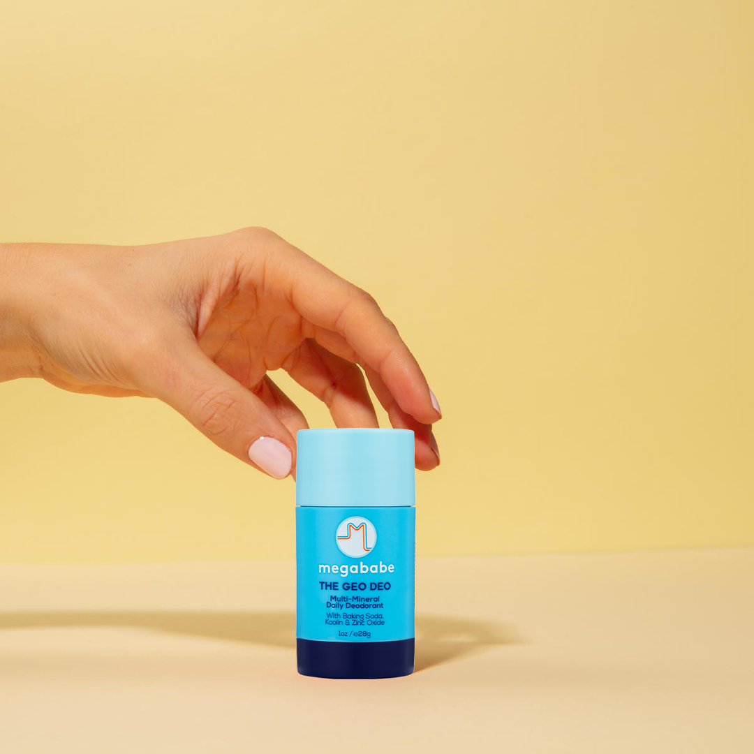 Megababe Geo Deo best deodorant for sensitive skin with gentle, baking soda-free formula.
