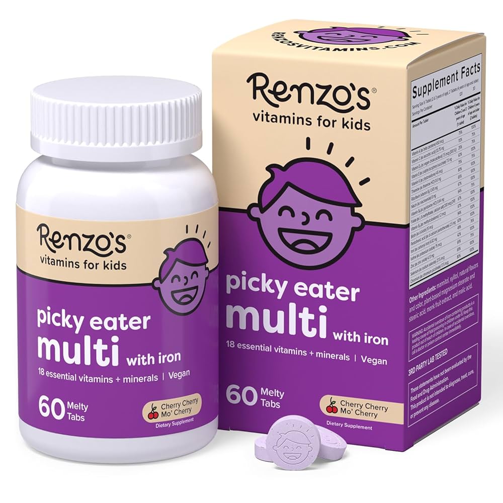Renzo’s picky eater dissolvable multivitamins for kids with iron