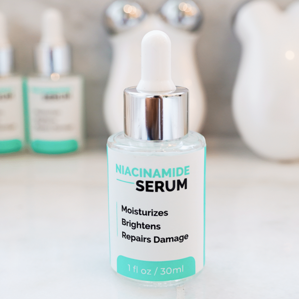 Niacinamide bottle showing key ingredient for pore skincare treatment